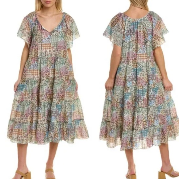 Roller Rabbit Primevere Phoenix Multicolor Patchwork Maxi Dress - Picture 1 of 10